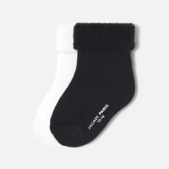 Accessoires-Jacadi Duo de chaussettes bouclette bébé - BLANC/MARINE