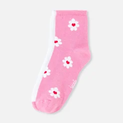 Accessoires-Jacadi Duo de chaussettes enfant fille - lore ROSE/MULTICO