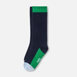 Accessoires-Jacadi Duo de chaussettes hautes enfant garçon MARINE/VERT