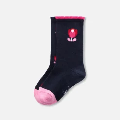 Accessoires-Jacadi Duo de chaussettes hautes bébé fille - lore MARINE/MULTICO