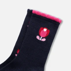 Accessoires-Jacadi Duo de chaussettes hautes bébé fille - lore MARINE/MULTICO