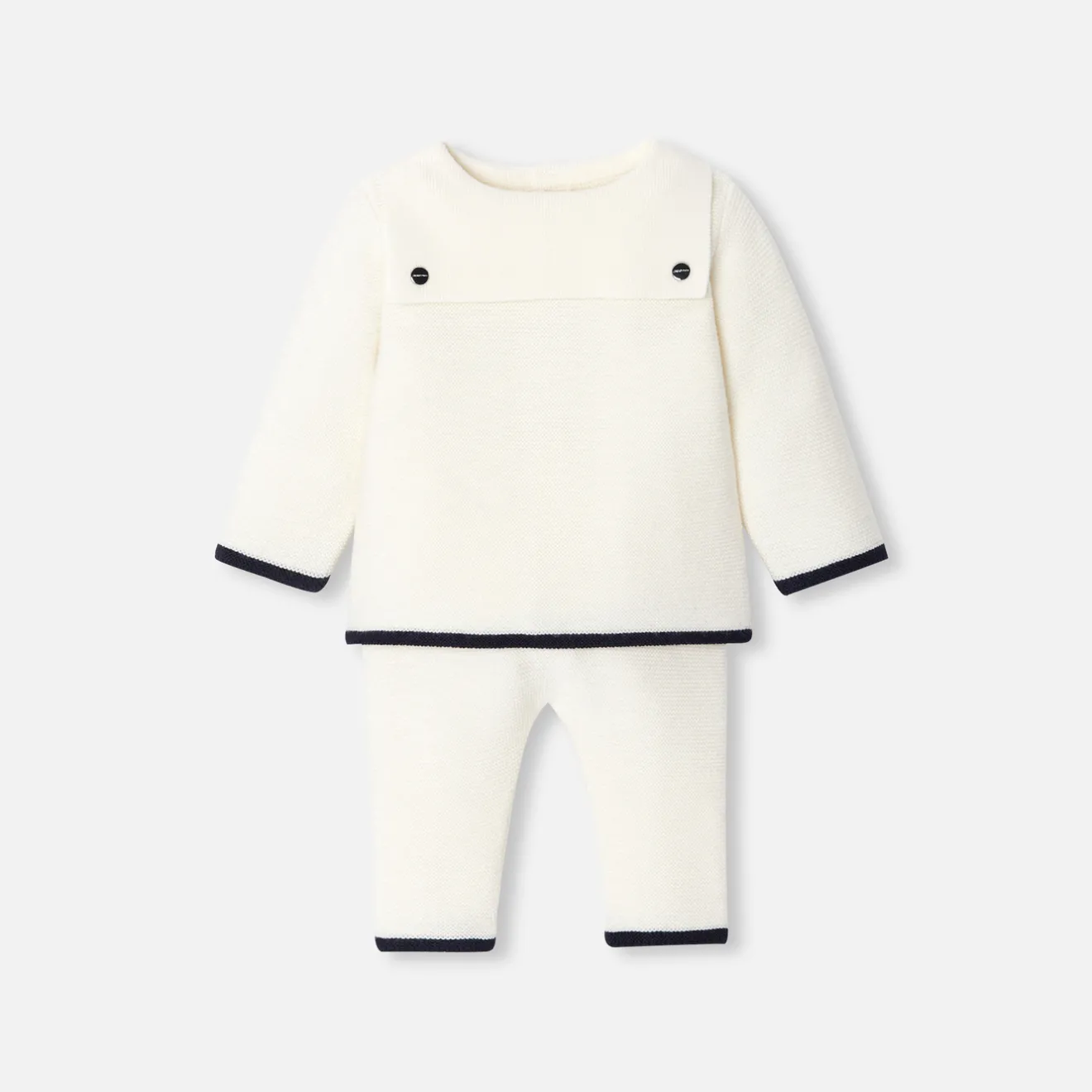 Combinaison, Barboteuse Et Ensemble-Jacadi Ensemble bébé en laine point mousse - blanc doux BLANC DOUX JACADI