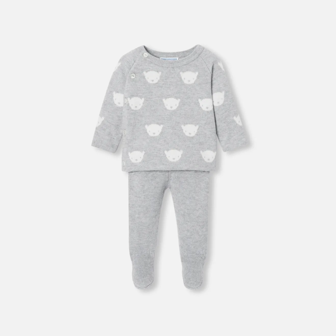 Combinaison, Barboteuse Et Ensemble-Jacadi Ensemble bébé en tricot jersey - GRIS/ECRU