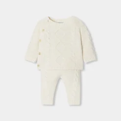 Combinaison, Barboteuse Et Ensemble-Jacadi Ensemble bébé en tricot torsadé - blanc doux BLANC DOUX JACADI