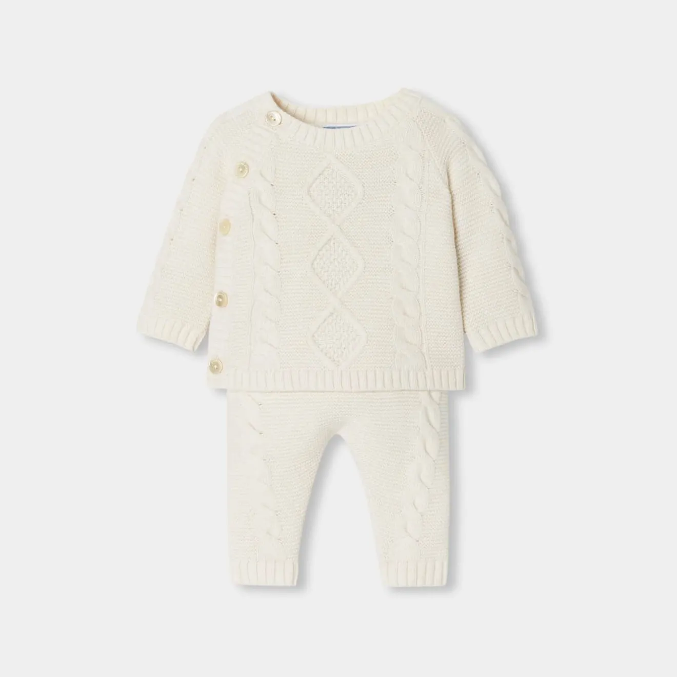 Combinaison, Barboteuse Et Ensemble-Jacadi Ensemble bébé en tricot torsadé - blanc doux BLANC DOUX JACADI