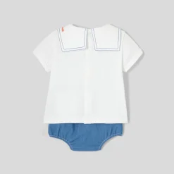 Combinaison, Barboteuse Et Ensemble-Jacadi Ensemble bébé garçon - BLANC/BLEU