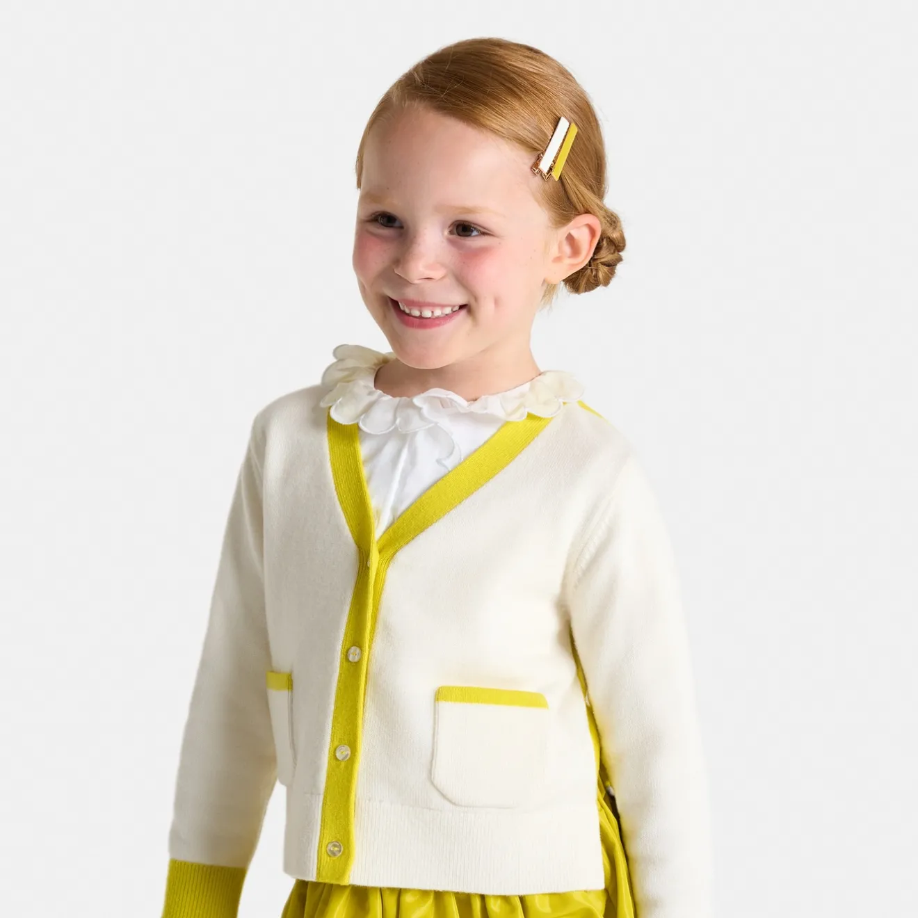 Pull, Sweat Et Cardigan-Jacadi Gilet enfant fille color block - lore BLANC DOUX/MULTICO