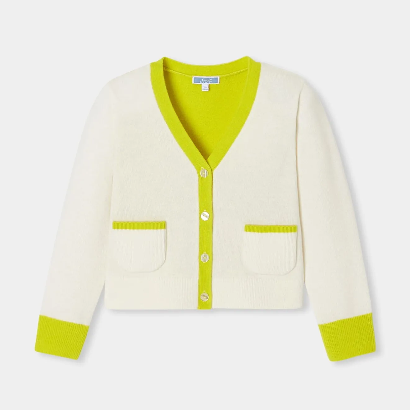 Pull, Sweat Et Cardigan-Jacadi Gilet enfant fille color block - lore BLANC DOUX/MULTICO