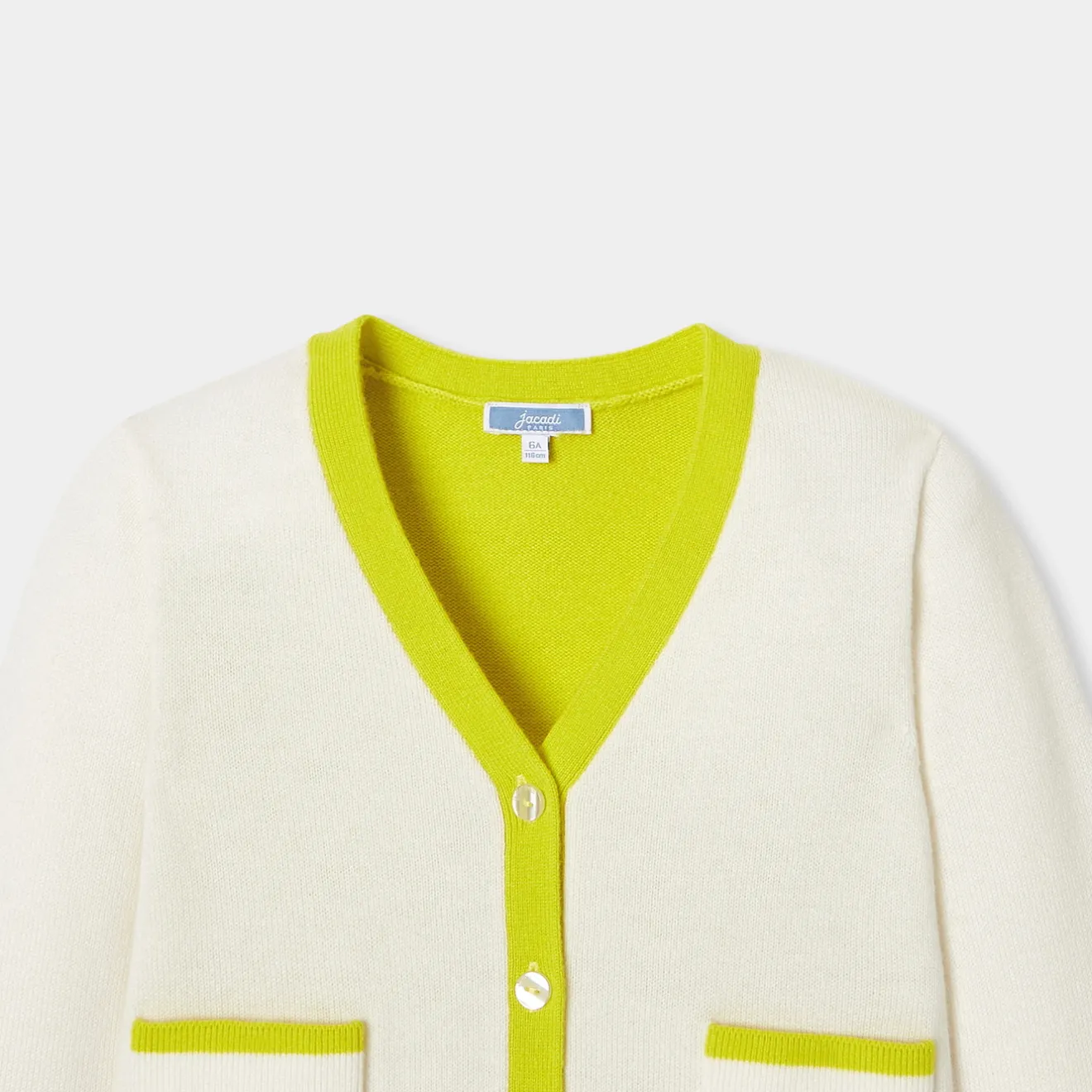 Pull, Sweat Et Cardigan-Jacadi Gilet enfant fille color block - lore BLANC DOUX/MULTICO
