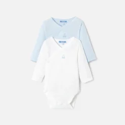 Body-Jacadi Lot de 2 bodies manches longues bébé garçon - BLANC/BLEU