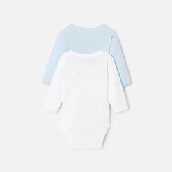 Body-Jacadi Lot de 2 bodies manches longues bébé garçon - BLANC/BLEU