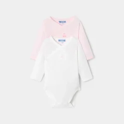 Body-Jacadi Lot de 2 bodies manches longues bébé fille - ROSE/BLANC