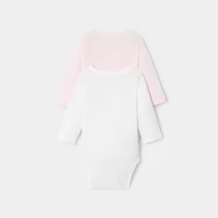 Body-Jacadi Lot de 2 bodies manches longues bébé fille - ROSE/BLANC