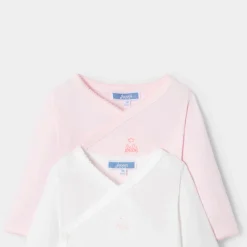 Body-Jacadi Lot de 2 bodies manches longues bébé fille - ROSE/BLANC