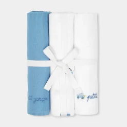 Bavoirs Et Langes-Jacadi Lot de 3 langes - BLANC/BLEU