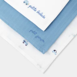 Bavoirs Et Langes-Jacadi Lot de 3 langes - BLANC/BLEU