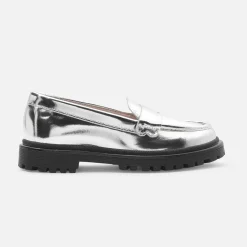 Derbies Et Mocassins|Chaussures-Jacadi Mocassins enfant fille en cuir glacé - ARGENT