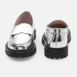 Derbies Et Mocassins|Chaussures-Jacadi Mocassins enfant fille en cuir glacé - ARGENT