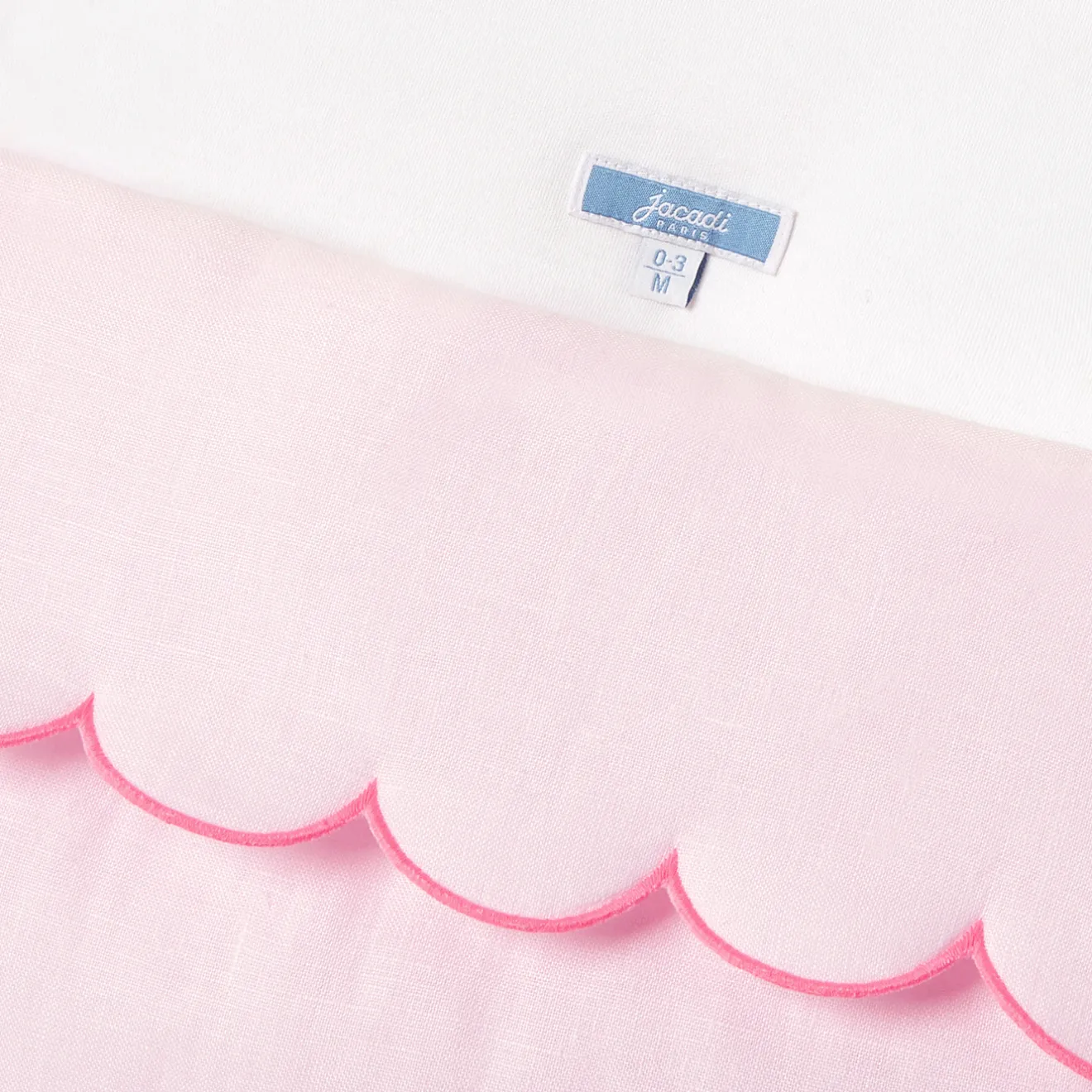 Gigoteuse, Couverture|Gigoteuses Et Couvertures-Jacadi Nid d'ange en lin à festons - rose pale ROSE PALE JACADI