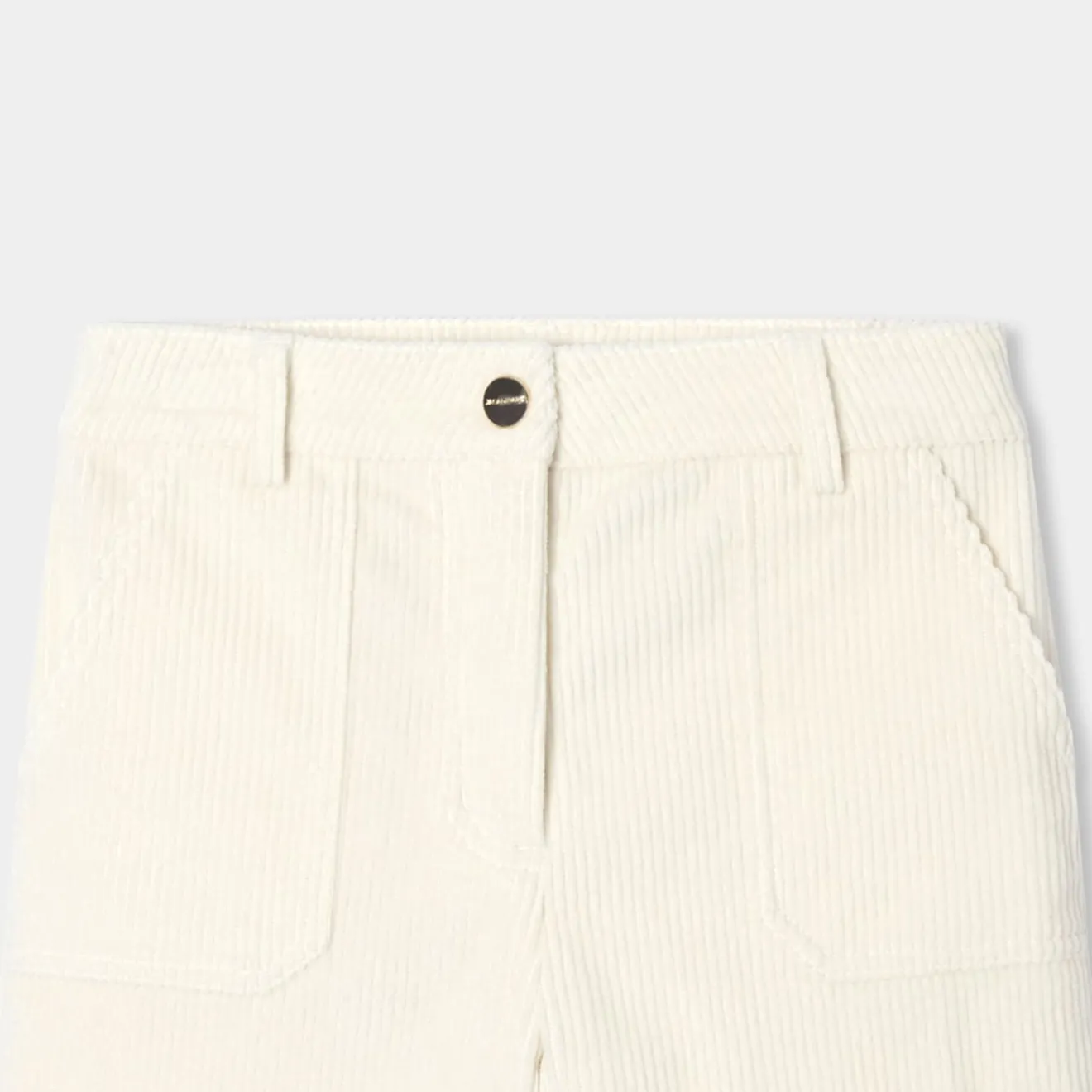 Pantalon Et Jogging-Jacadi Pantalon large enfant fille en velours côtelé - blanc doux BLANC DOUX JACADI