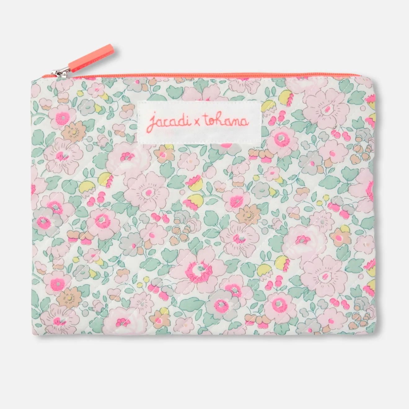 Accessoires-Jacadi Petite pochette en tissu Liberty - x Tohana - BLANC/CORAIL
