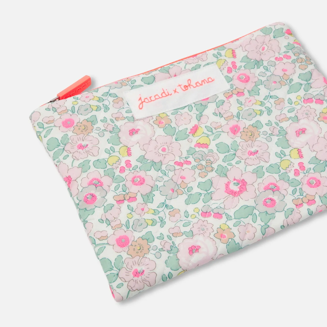 Accessoires-Jacadi Petite pochette en tissu Liberty - x Tohana - BLANC/CORAIL