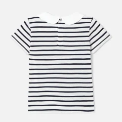 T-Shirt, Polo Et Sous-Pull-Jacadi Polo rayé enfant fille - BLANC/MARINE