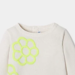 Pull, Sweat Et Cardigan-Jacadi Pull bébé fille à fleurs rebrodées - blanc doux BLANC DOUX JACADI