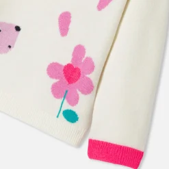 Pull, Sweat Et Cardigan-Jacadi Pull bébé fille Intarsia fleur - lore BLANC DOUX/MULTICO