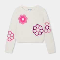 Pull, Sweat Et Cardigan-Jacadi Pull court enfant fille BLANC/ROSE