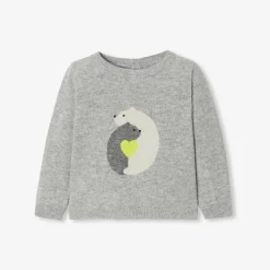 Pull, Sweat Et Cardigan-Jacadi Pull en cachemire bébé fille GRIS/MULTICO