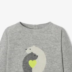 Pull, Sweat Et Cardigan-Jacadi Pull en cachemire bébé fille GRIS/MULTICO
