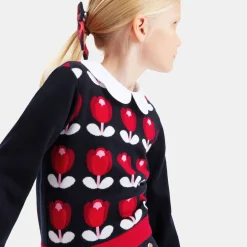 Pull, Sweat Et Cardigan-Jacadi Pull enfant fille motif tulipe - marine MARINE JACADI