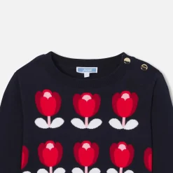 Pull, Sweat Et Cardigan-Jacadi Pull enfant fille motif tulipe - marine MARINE JACADI
