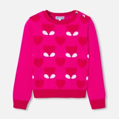 Pull, Sweat Et Cardigan-Jacadi Pull enfant fille motif tulipe - ROSE/ROUGE
