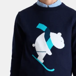 Pull, Sweat Et Cardigan-Jacadi Pull enfant garçon motif ours - marine MARINE JACADI