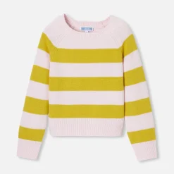 Pull, Sweat Et Cardigan-Jacadi Pull rayé enfant fille - ROSE/VERT