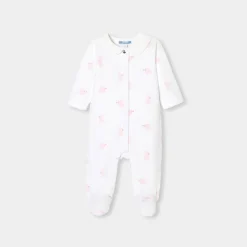 Pyjama|Pyjama-Jacadi Pyjama bébé fille en velours motif lapin - BLANC/ROSE
