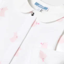 Pyjama|Pyjama-Jacadi Pyjama bébé fille en velours motif lapin - BLANC/ROSE