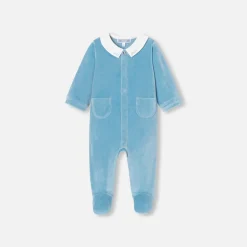 Pyjama|Pyjama-Jacadi Pyjama bébé garçon en velours - BLEU DEAU