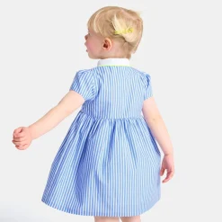 Robe-Jacadi Robe bébé fille coupe trapèze BLANC/BLEU