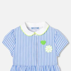 Robe-Jacadi Robe bébé fille coupe trapèze BLANC/BLEU