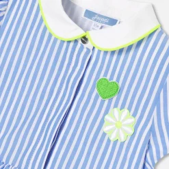 Robe-Jacadi Robe bébé fille coupe trapèze BLANC/BLEU