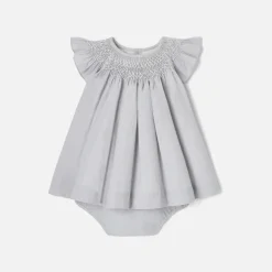 Robe-Jacadi Robe bébé fille en fil à fil - GRIS/BLANC