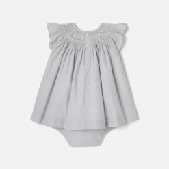 Robe-Jacadi Robe bébé fille en fil à fil - GRIS/BLANC
