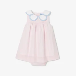 Robe-Jacadi Robe bébé fille en fil à fil - ROSE/BLANC