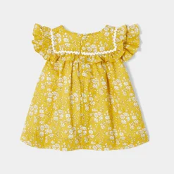 Robe-Jacadi Robe bébé fille en tissu Liberty - JAUNE/BLANC