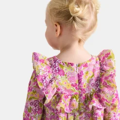 Robe-Jacadi Robe bébé fille en velours Tissu Liberty - lore BLANC/MULTICO