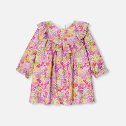 Robe-Jacadi Robe bébé fille en velours Tissu Liberty - lore BLANC/MULTICO