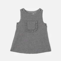 Robe-Jacadi Robe chasuble bébé fille en flanelle - POIVRE